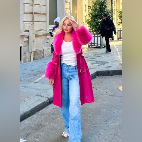 Finesse Willa vegan fur leather coat Barbie Pink Size 1x NWT - Picture 2 of 7